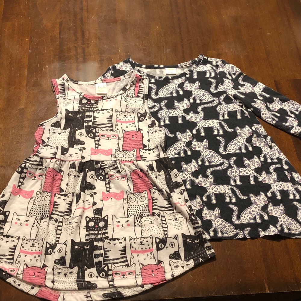 Gymboree Black, White & Pink Cat Print Top- Urban Smalls Cat Print